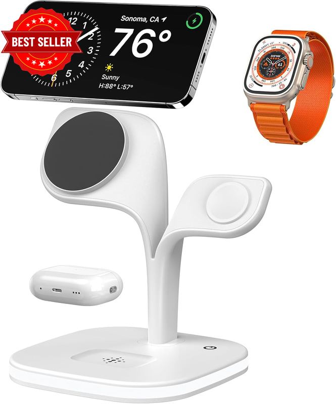 3 in 1 Wireless Charger, Magnetic Wireless Charging Station, Fast Charger Stand