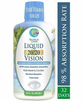 Tropical Oasis Liquid 20/20 Vision Eye Ocular Health Formula 32oz New