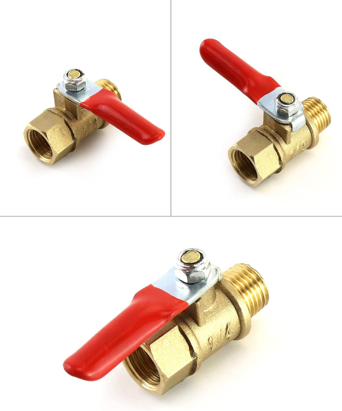 Ball Valve, 3 Pcs 1/4" Heavy Duty Brass Ball Valve Shut Off Switch, 1/4" Male x