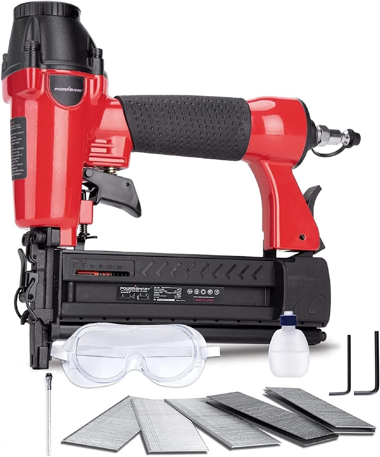 18 Gauge 2 in 1 Pneumatic Brad Nailer Crown Stapler with Safety Glasses Compati