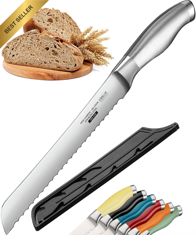 Serrated Bread Knife with Upgraded Stainless Steel Razor Sharp Wavy Edge Width -