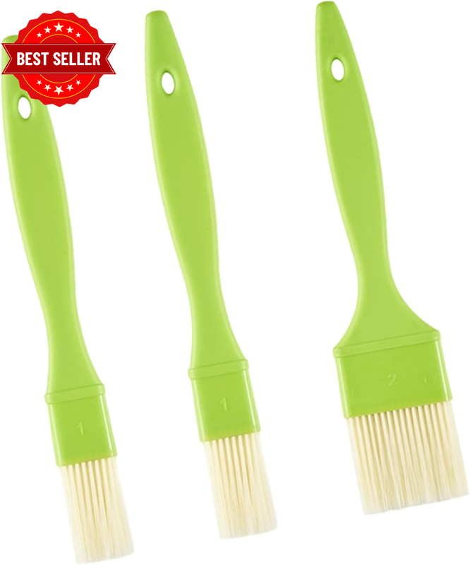 3Pcs Pastry Brush Set, Green Basting Brushes for Cooking, 2.5Cm & 4.5Cm