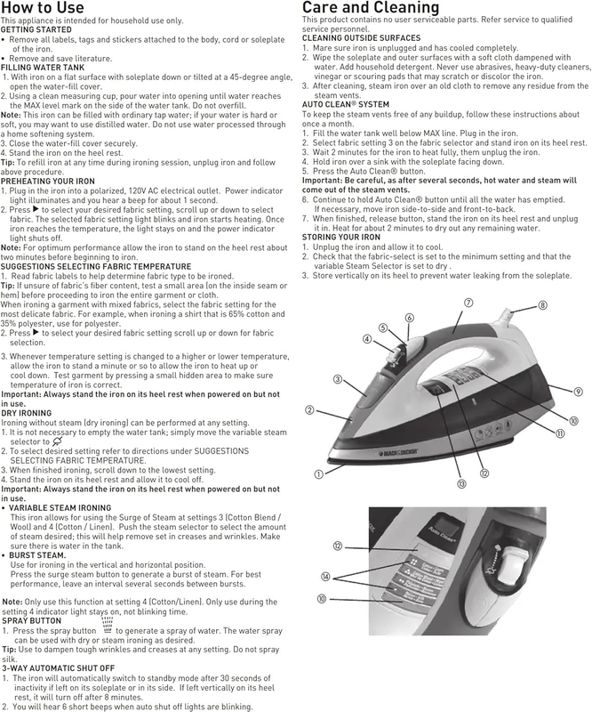 Digital LED Iron,Clothing Iron with Auto Shut Off and Spray Mist Features, Silve