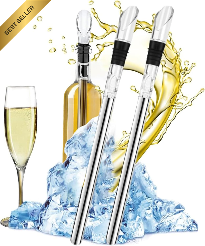 Wine Cooler Stick Set - 2Pcs Wine Chiller with Stainless Steel Bottle Chiller Ro