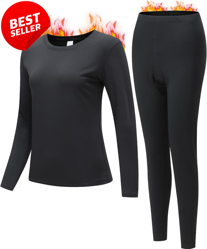 Women Thermal Underwear Set Long Johns Base Layer Top Bottom Cold Weather - US