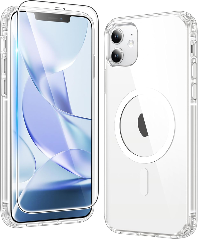 for iPhone 11 Case Clear: Support Magnetic Charging Military Grade Drop Protecti