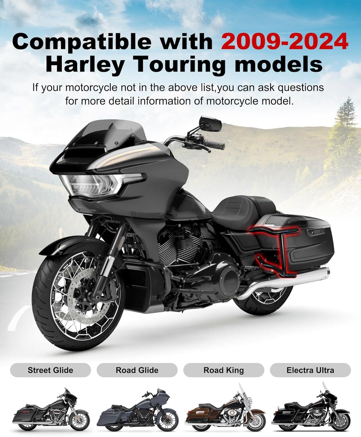Portapacchi Stealth Per Harley Touring 2009-2024 - Nero Cromato Rimovibile - Foto 9