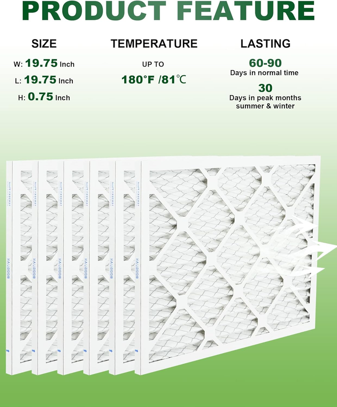 Filters 20x20x1 MERV 13 Air Filters Pleated HVAC AC Furnace Filters (6-Pack)