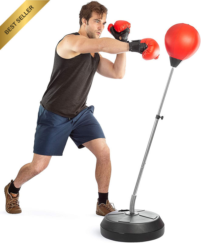 Boxing Ball Set with Punching Bag, Boxing Gloves, Hand Pump & Adjustable Height
