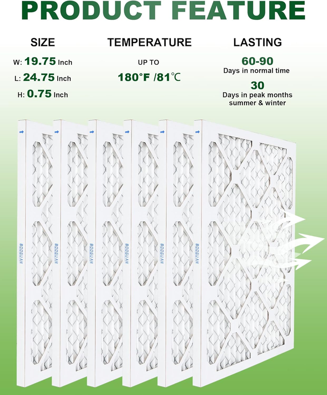 Filters 20x25x1 MERV 13 Air Filters Pleated HVAC AC Furnace Filters (6-Pack)