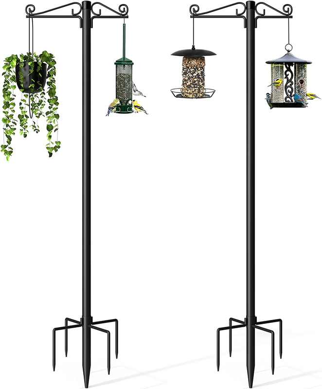 Pole, Double Shepherds Hooks For Outdoor Hanging Of Plant