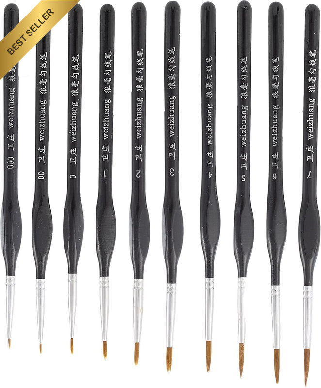 10Pcs Fine Detail Liner Brushes Soft Synthetic Hair Watercolor Brushes Fine Poin