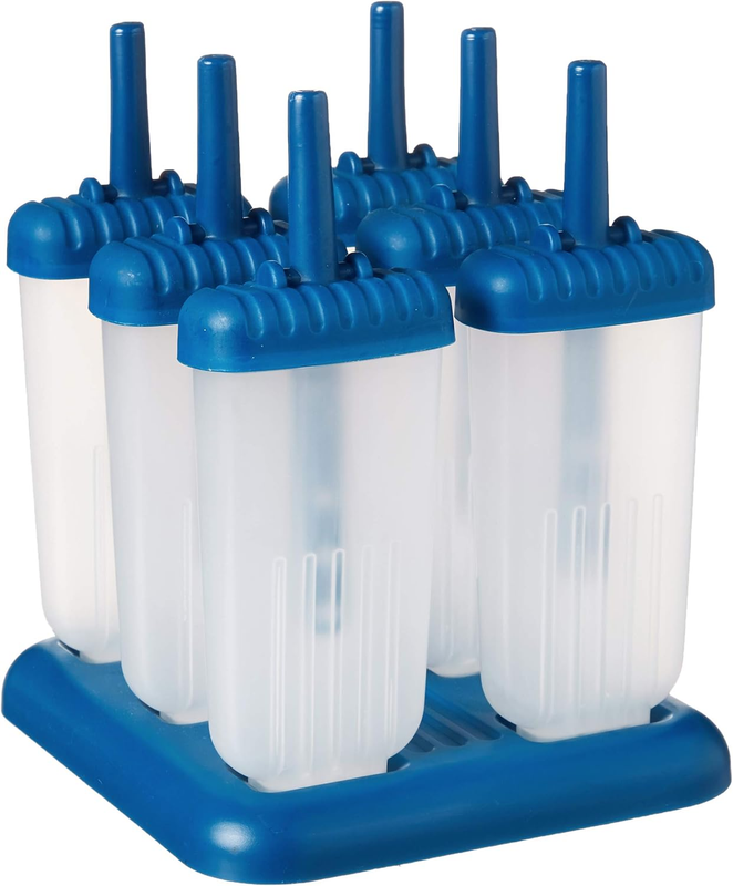 Groovy Popsicle Molds (Set of 6) - Mess-Free Plastic Ice Pops with Reusable Stic