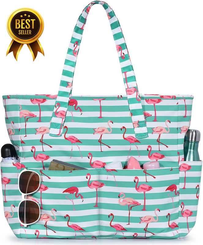 Large Waterproof Sandproof Zippered Travel Beach Tote Bag