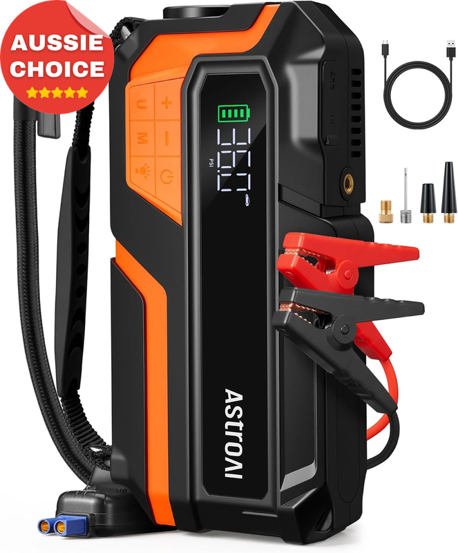 M10 Car Battery Jump Starter 150 PSI Inflator 12V Power Bank LED Screen Torch