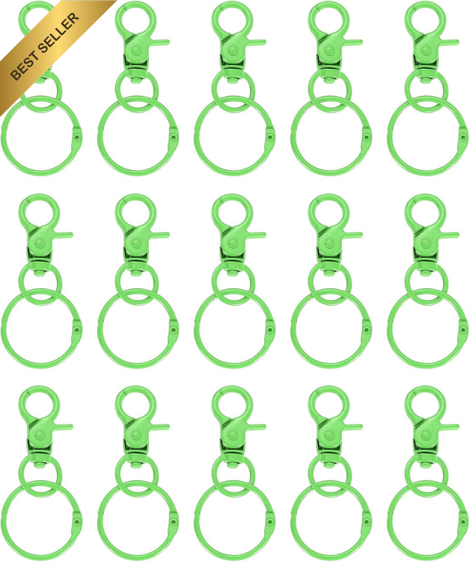 15Pcs Lobster Claw Clasps Keychains, Trigger Snap Hook with Binder Rings Metal S