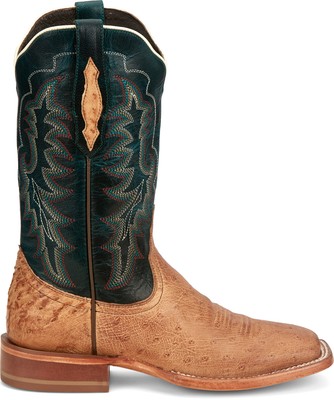 Pre-owned Tony Lama 11in Goat Womens Dark Teal Wildheart Leather Cowboy Boots In Blue