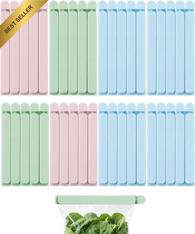 40 Pack Food Bag Clips, Chip Clips 4.7 and 5.9 Inch Dual-Size, Reusable Leak-Pro