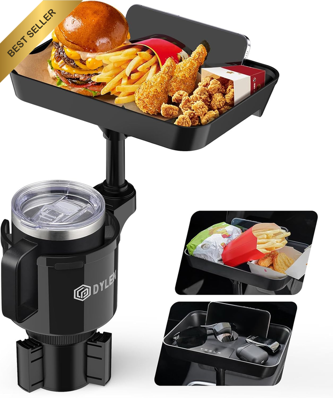 Car Cup Holder Expander, 24Cm Detachable Car Food Tray Table for Eating, Cup Hol