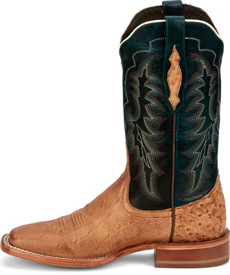 Pre-owned Tony Lama 11in Goat Womens Dark Teal Wildheart Leather Cowboy Boots In Blue