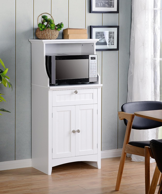 OS Home and Office Microwave/Coffee Maker Utility Cabinet Kitchen Cart, White
