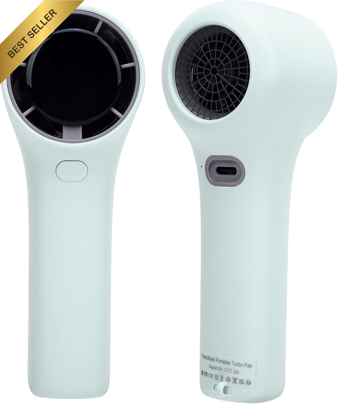 Portable Handheld Fan with Digital Display, Turbo Rechargeable 5 Speeds Mini Han