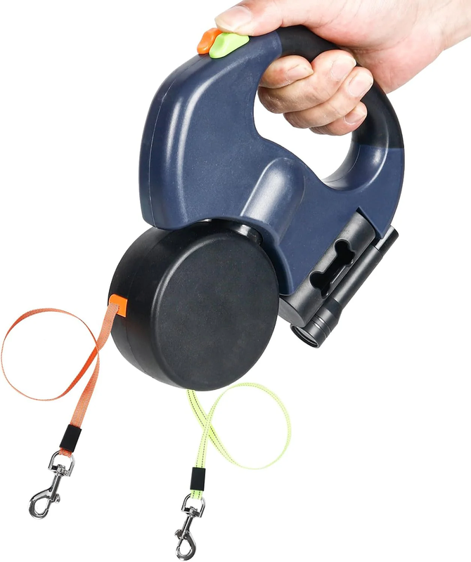 Dual Dog Leash 360 Swivel No-Tangle Double Lead Reflective 2 Dog Walking Coupler