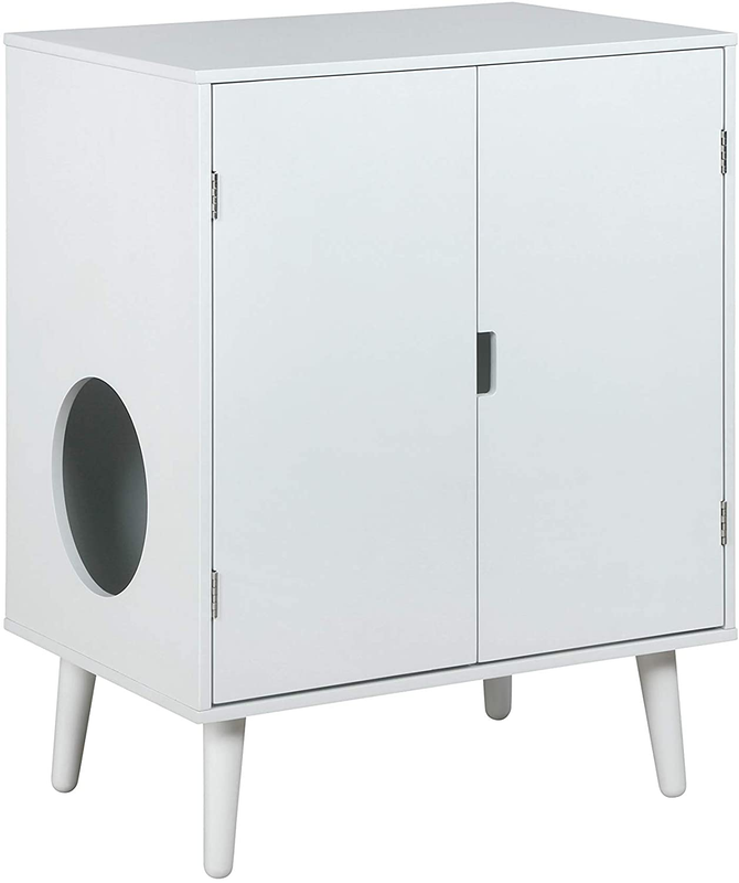 Cat Walk Furniture: Contemporary Home Cat Litter Hide-Away Cabinet – All White