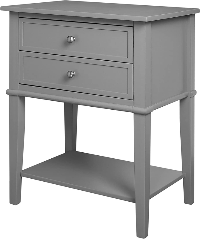 Franklin Accent Table with 2 Drawers, Gray -