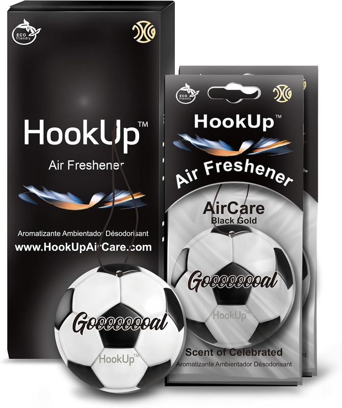 Soccer Car Air Freshener by  - 2 Pack - Black Gold Scent (Extra Strong) | Unique