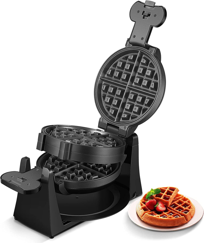 8 Slices 180&deg; Double Belgian Waffle Maker Rotating Side Baker Pan Machine 1400W