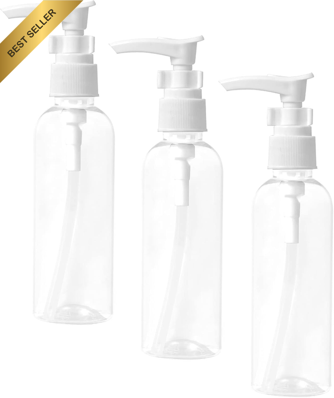 3 Pack 100Ml Refillable Pump Bottles, Leak-Proof Travel Liquid Containers, Clear