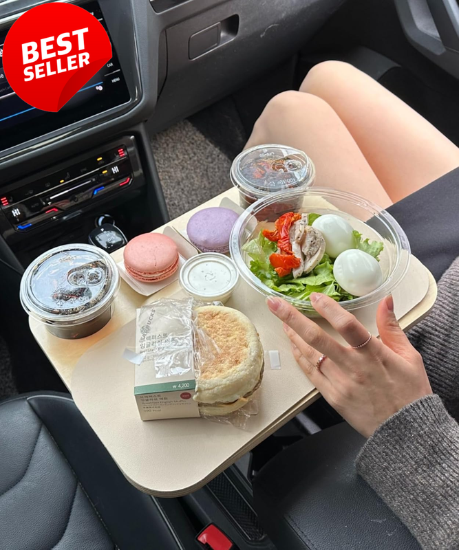 2 in 1 Car Food Tray Cup Holder Desk Wood Laptop Table Travel Truck - US