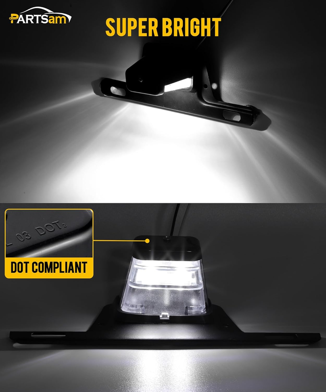 LED License Plate Light Waterproof 12V DC License Tag Light with Holder Drainage