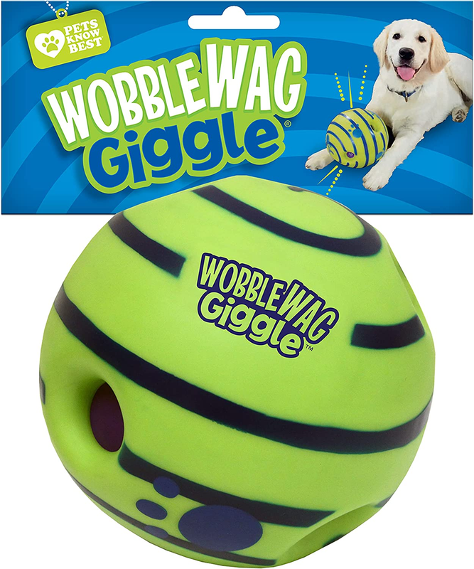 Wobble Wag Giggle Ball, Interactive Dog Toy, Fun Giggle Sounds When Rolled or Sh