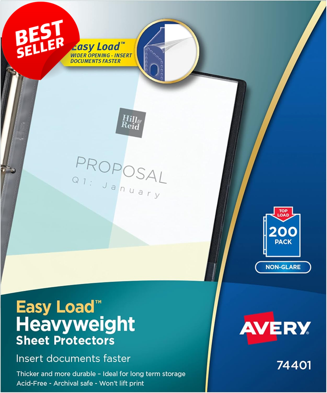 Heavyweight Sheet Protectors Clear Non-Glare Easy Load 200 Pack - US