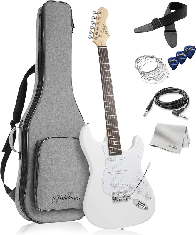 39-Inch Electric Guitar (White-White), Full-Size Guitar Kit