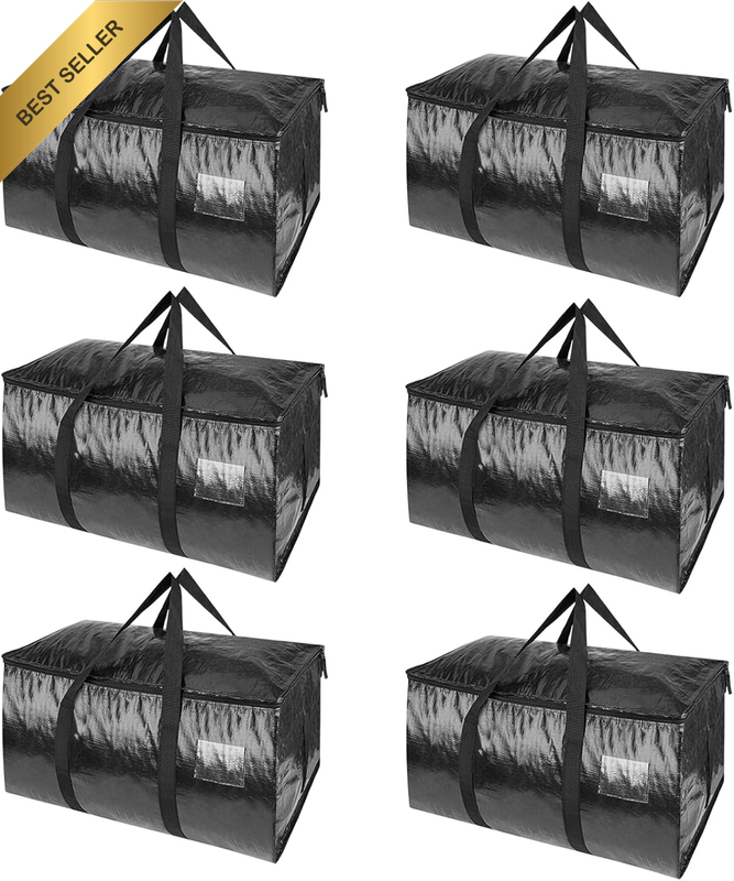 6-Pack Heavy-Duty Moving Bags with Zippers & Handles