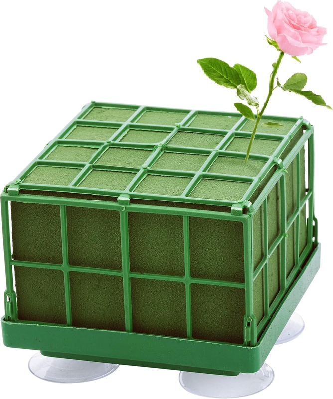 8 Pack Square Floral Foam Cage, Floral Foam Blocks with Suction Cup, Flower Cage