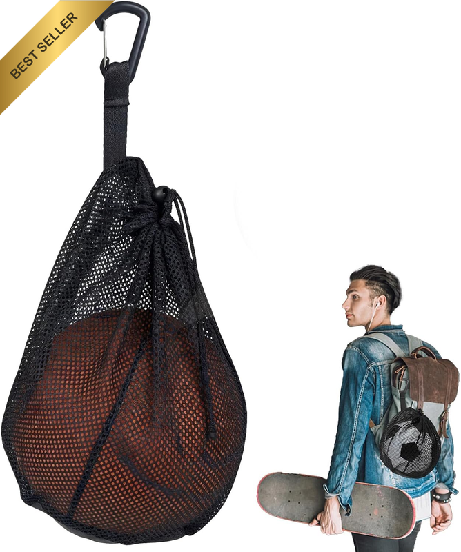 Small Mesh Equipment Ball Bag with Drawstring Backpack and Inner Pocket Portable