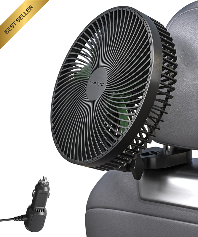 12/24V Car Cooling Fan for Backseat, 8.5 Inch, Cigarette Lighter Plug for Vehicl