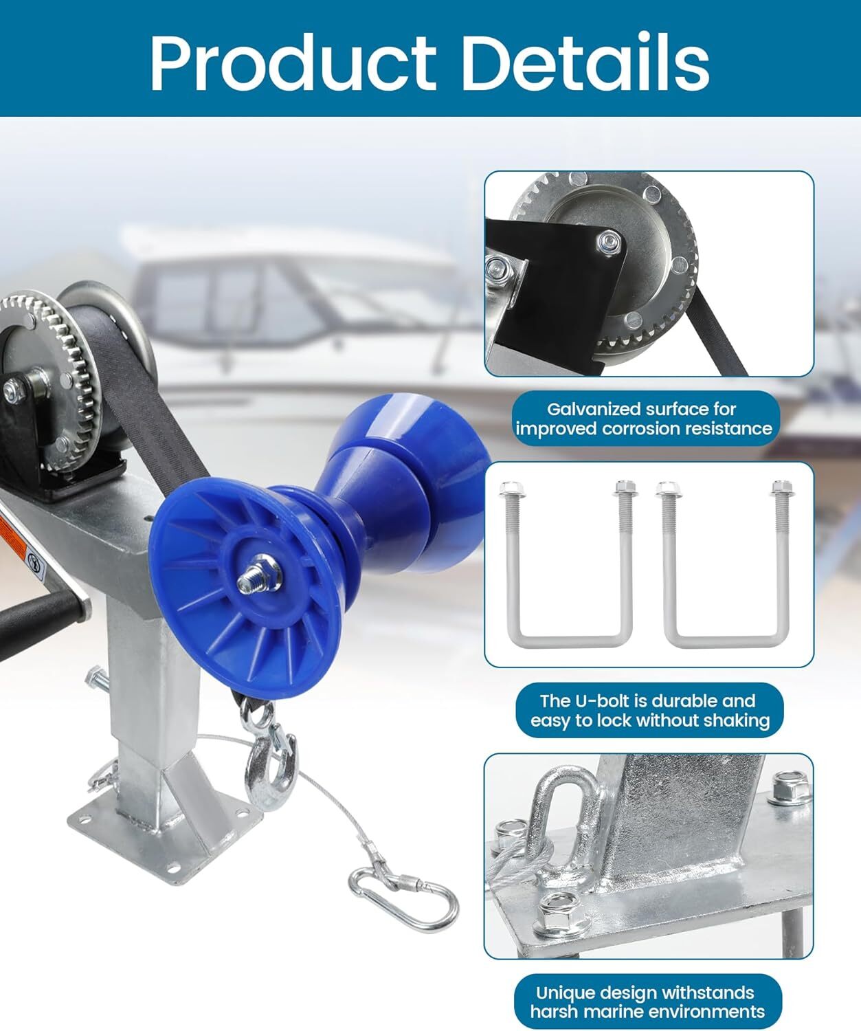 Adjustable Boat Trailer Winch Stand with Roller, Boat Trailer Winch Post