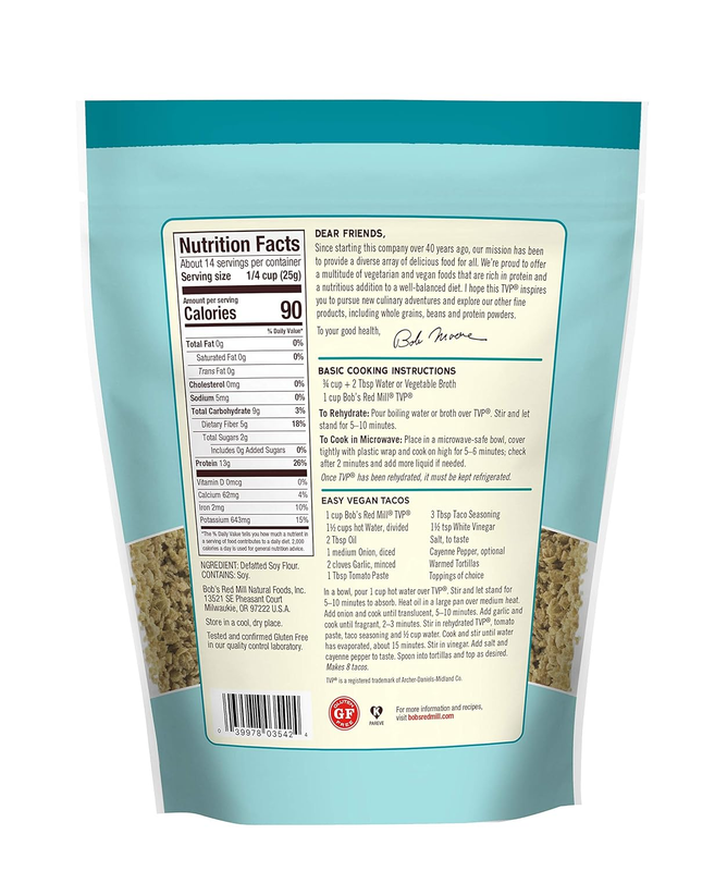 TVP (Textured Vegetable Protein) - 12 Oz (Pack of 4), Gluten Free, Vegan, Mad...