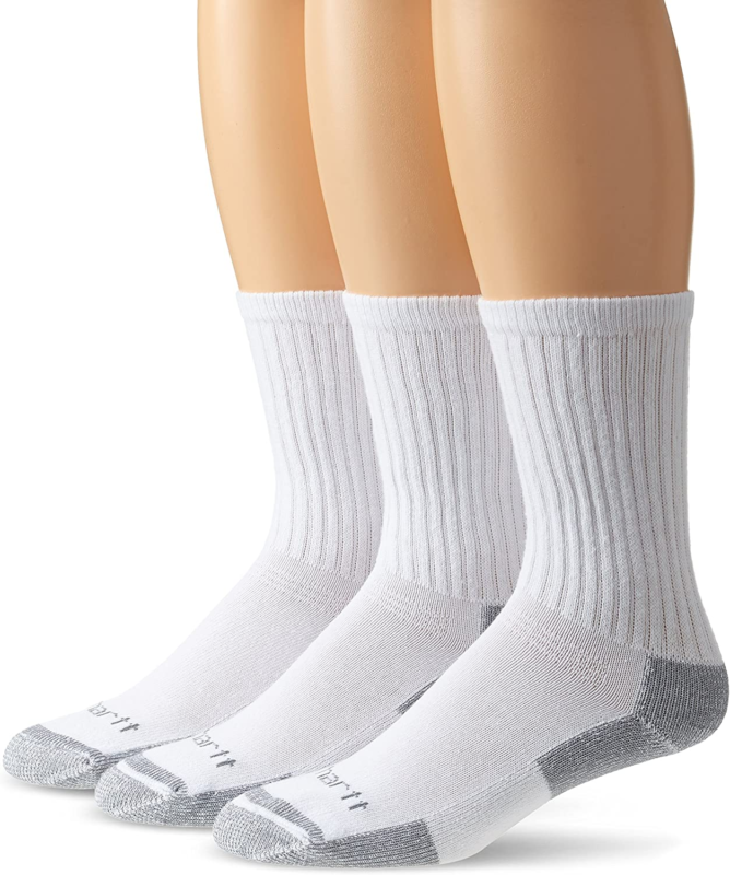 Mens 3 Pack All-season Cotton Crew Work Shoe Carhartt White Large New