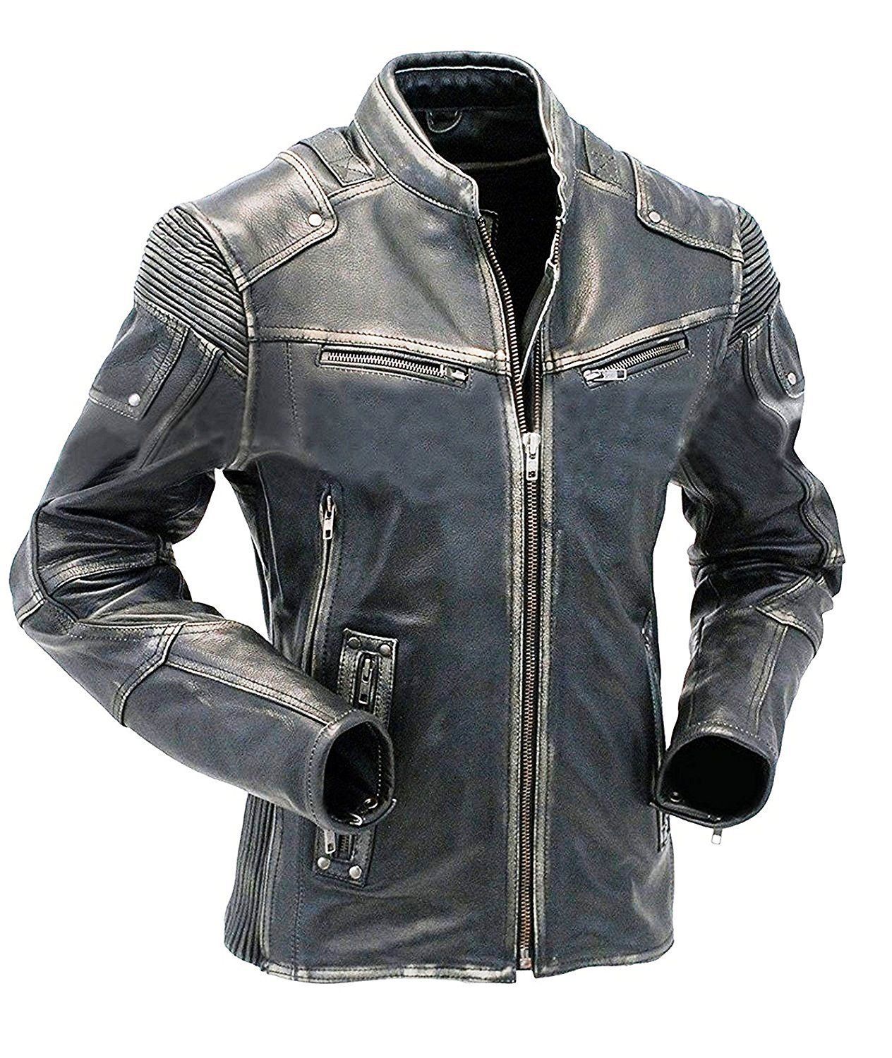 Black Leather Jacket Moto Racer