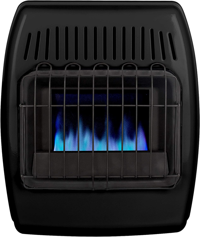 10,000 BTU Liquid Propane Blue Flame Ice House Vent Free Wall Heater, Black