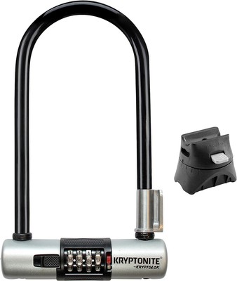 Kryptonite Kryptolok Combo Standard Anti-Theft U-Lock with Bracket, Silver