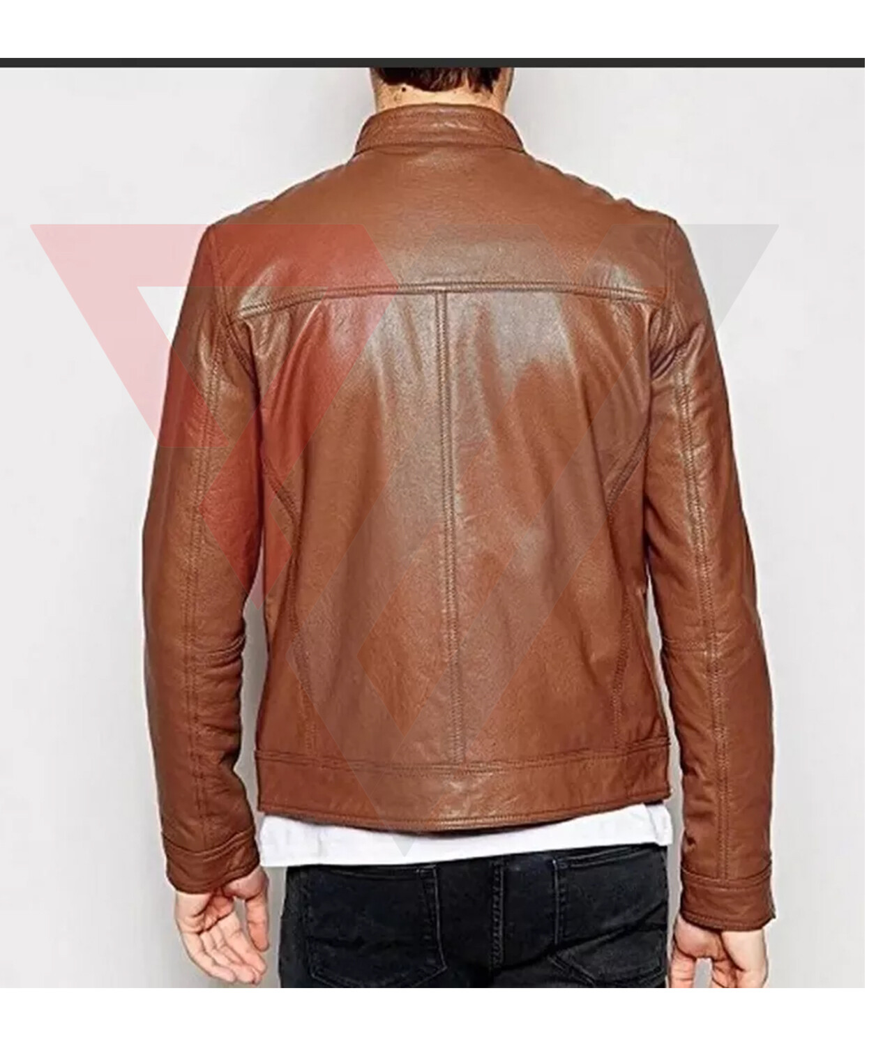 Men's Real Lambskin Soft Brown Leather Classic Slim Fit Motorcycle Biker Jackets - Picture 2 of 3