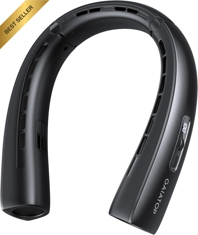 Portable Neck Fan, Wearable 360° Surround Cooling Turbo Airflow, 0 to 100 Speeds