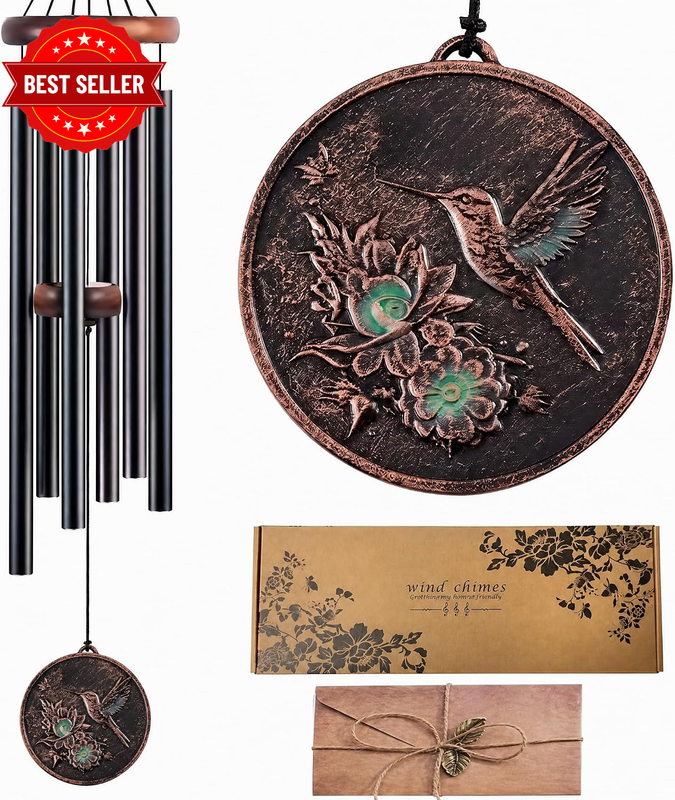 32 Inch Wind Chimes for Outside, Memorial Hummingbird Tree of Life